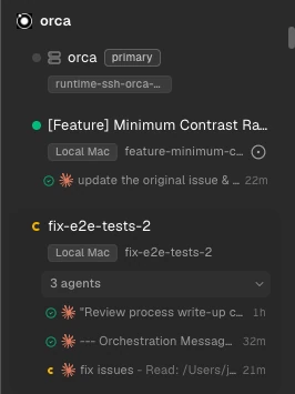 侧边栏里的 worktree，以及同一个任务下的多个 Agent